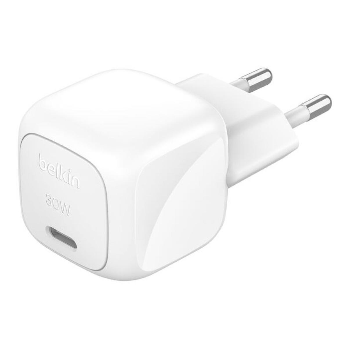 Belkin BoostCharge Compact 30W USB-C PD Fast Charging AC Charger for All iPhone 16 and iPhone 15 Models Samsung Galaxy S25, iPad, AirPods, and More - White