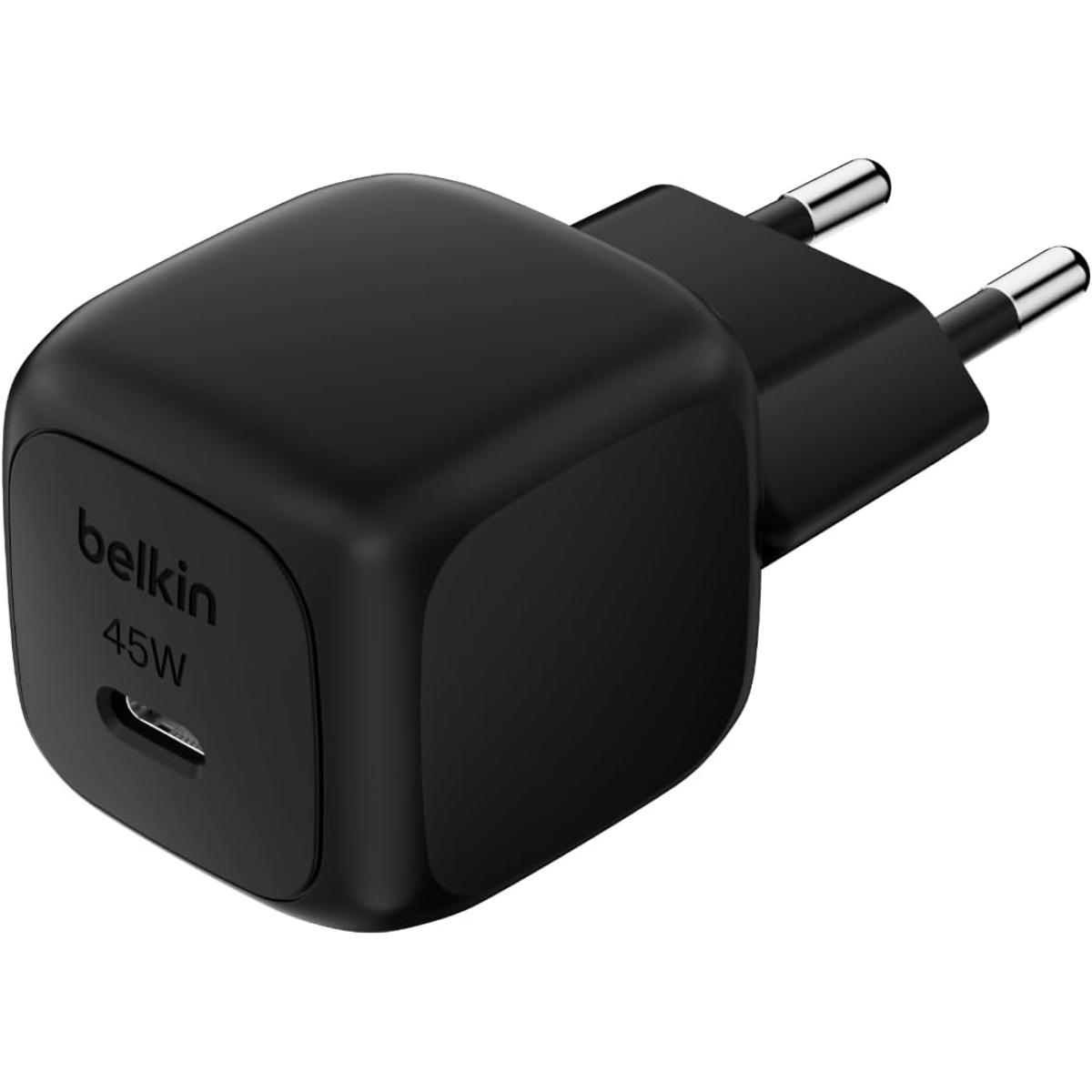 Belkin BoostCharge Compact 45W USB-C PD Fast Charging AC Charger for All iPhone 16 and iPhone 15 Models Samsung Galaxy S25, iPad, AirPods, and More - Black