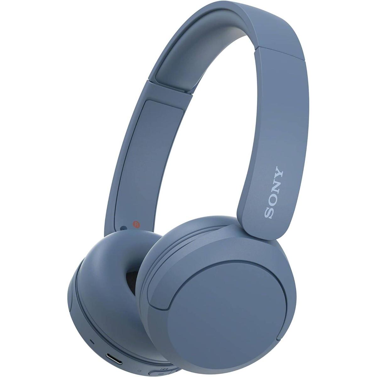 Sony CH520 Wireless Headphones, Bluetooth 5.2, 2.4GHz Band Frequency, Up to 40 Hours Continuous Communications, Up to 3 Hours Charing Time, Blue