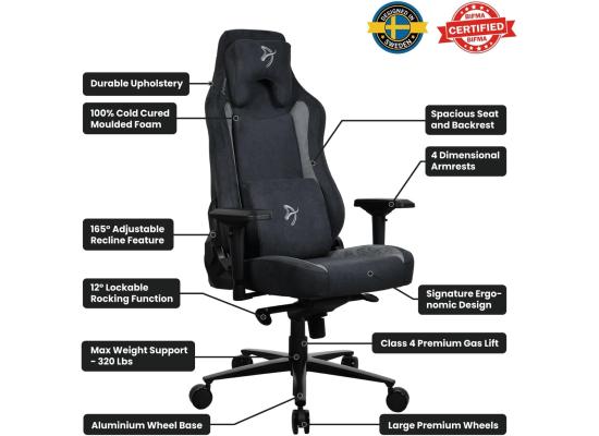 Arozzi Vernazza Supersoft Upholstery Material has a Unique Velvety Texture That is Fluid-Repellant & Breathable Memory Foam Lumbar Support 4D Armrest - Black