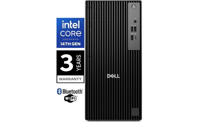 Dell Pro Tower QCT1250 (2025) 14Gen Intel Core i7 14700 20-Cores Tower w/ Wireless WIFI 6 & Bluetooth & 3 Years Warranty - Black