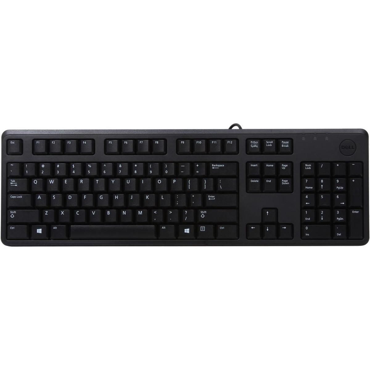 Dell KB212 USB Quiet Key Wired Keyboard for Windows, Plug and Play, Full-Size, Compatible with PC, Laptop Arabic \/ English Layout - Black