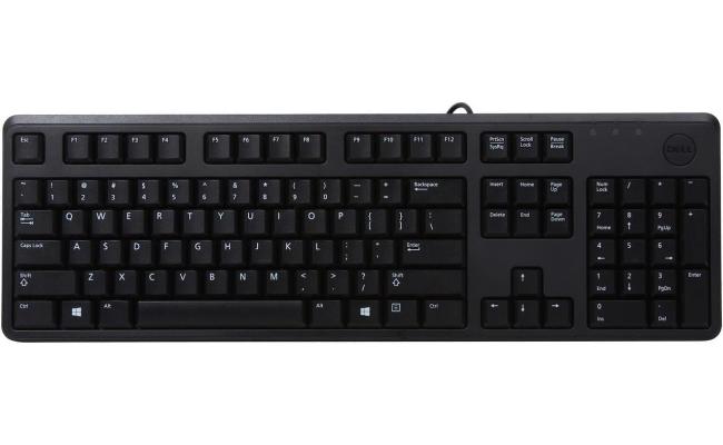 Dell KB212 USB Quiet Key Wired Keyboard for Windows, Plug and Play, Full-Size, Compatible with PC, Laptop Arabic / English Layout - Black