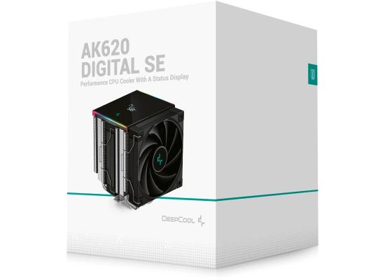 DeepCool AK620 Digital SE CPU Air Cooler Mighty 260w TDP 6 Copper Heat Pipes Dual-Tower CPU Cooler w/ ARGB LED Strip & Digital Screen Displays , Black