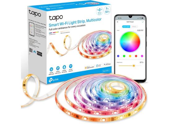 TP-Link Tapo L930-5 RGBWIC Smart LED Light Strip 16.4Ft, 1000 Lumens, 16M Dimmable Colors, 50 Color Zones, Works w/Apple HomeKit/Alexa/Google Home, Sync-to-Sound, IP44 PU Coating, Trimmable