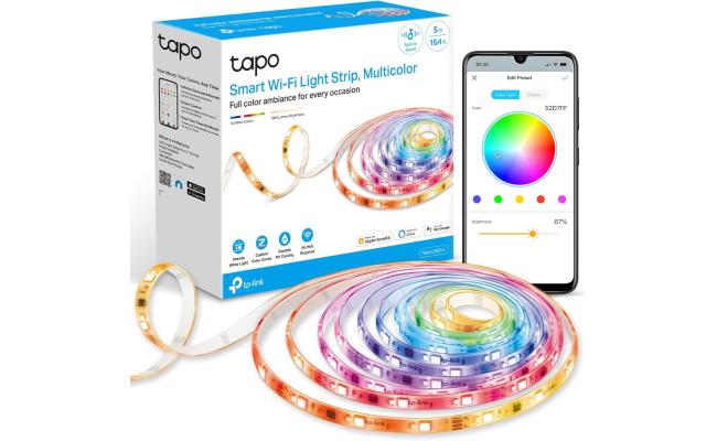 TP-Link Tapo L930-5 RGBWIC Smart LED Light Strip 16.4Ft, 1000 Lumens, 16M Dimmable Colors, 50 Color Zones, Works w/Apple HomeKit/Alexa/Google Home, Sync-to-Sound, IP44 PU Coating, Trimmable