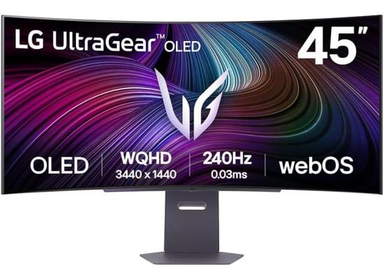 LG 45GX90SA UltraGear™ Smart 45” OLED Curved 800R 2K 240Hz 0.03ms HDR True Black 400 webOS 24 AI Picture & Sound G-SYNC Compatible HDMI 2.1 & USB C Adjustable Stand  - Black