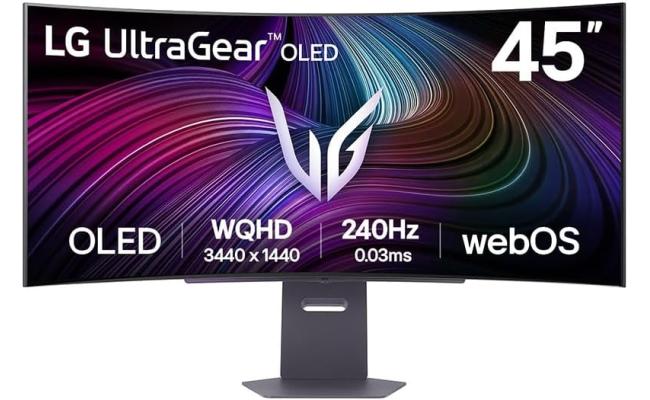 LG 45GX90SA UltraGear™ Smart 45” OLED Curved 800R 2K 240Hz 0.03ms HDR True Black 400 webOS 24 AI Picture & Sound G-SYNC Compatible HDMI 2.1 & USB C Adjustable Stand  - Black