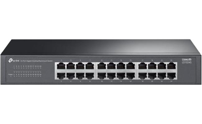 TP-Link LS1024G 24-Port Gigabit Desktop/Rackmount Switch, MAC Address Self-Learning, Auto MDI/MDIX, Auto Negotiation, QoS, Fanless Design, Energy-Efficient Technology, Plug & Play, Metal Case(