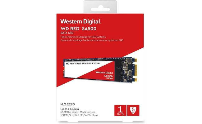 Western Digital 500GB WD Red SA500 NAS 3D NAND Internal SSD - SATA III 6 Gb/s, M.2 2280, Up to 560 MB/s