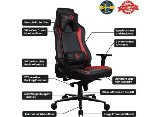 Arozzi Vernazza Soft PU Leather Ergonomic Office and Gaming Chair with High Backrest Recliner Swivel Tilt Rocker Adjustable Height and Adjustable Lumbar and Neck Support - Red