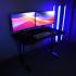 Arozzi Arena Small Curved Gaming and Office Desk with Full Surface Water Resistant and Washable Mouse Pad, 2 Monitor Mount Cut-Outs, and Built-In Cable Management , Pure Black