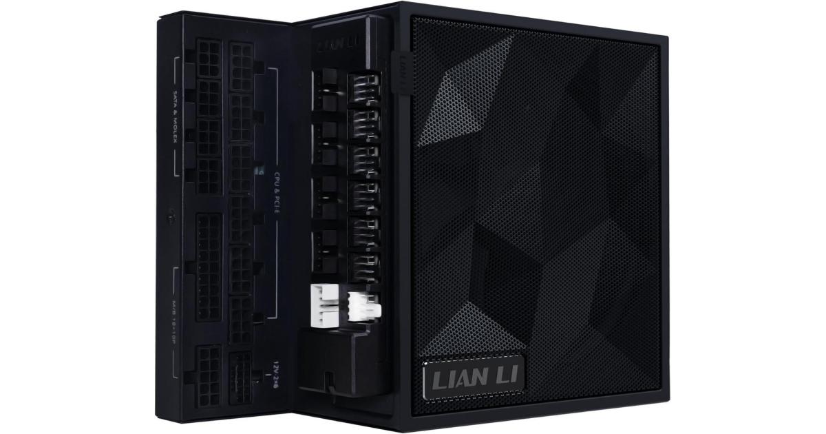 Lian Li Edge 1200W 80+ Gold وحدات كاملة (يشمل محور المروحة) تصميم ATX 3.0 3.1-PCIE 5.1-L لحالة الغرفة المزدوجة - مروحة FDB مقاس 120 مم - تدعم ما يصل إلى 4 أجهزة USB - أسود