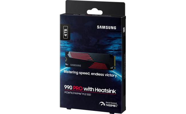 SAMSUNG 990 PRO 4TB w/ Heatsink SSD NVMe M.2, Speeds Up to 7,450MB/s Best for PlayStation® 5 (PS5 SSD) Console Expansion