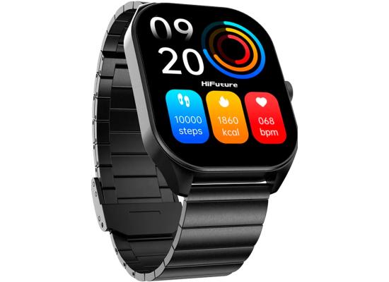 HiFuture Apex Smart Watch, Stainless Steel, Wireless Calling, 2.04 Inch AMOLED Display, IP68 Water Resistant, 7 Days Battery Life- Black product thumbnail 2