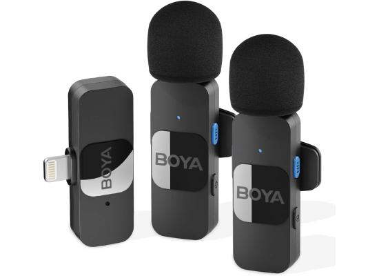 BOYA BY-V2 Wireless Microphone for iPhone,2.4GHz Plug Play Mnini Clip-on Mic for iPhone 14/14 Pro/13/13 Pro/12 iPad iOS Devices Vlogging YouTube Video Recording Podcast Interview - Black product thumbnail 2