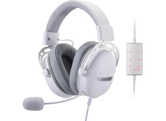 Redragon H376WG Aurora Wired Gaming Headset, 7.1 Surround Sound Over-Ear Headphone w/40 MM Audio Drivers, Advanced EQ Mode, 240g Lightweight, Cozy Memory Foam Pads, USB Powered for PC/PS4/NS - White product thumbnail 2