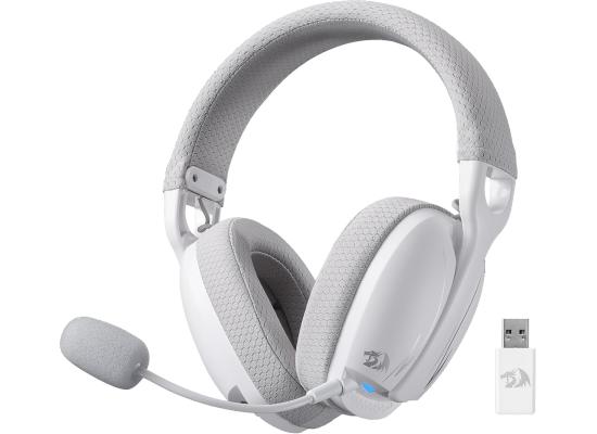 Redragon H878WG 3-Mode Wireless Blue Lighting Gaming Headset - Lightweight - 7.1 Surround Sound - 40MM Drivers - Detachable Microphone - Multi Platforms for PC, PS5/4/3, Switch, Mobile, - White product thumbnail 2