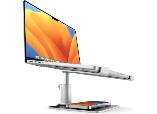 Twelve South HiRise Pro for Laptops and MacBooks, Ergonomic, Height, Adjustable Stand with MagSafe Wireless (not included) Capable Charging Base - Silver product thumbnail 2