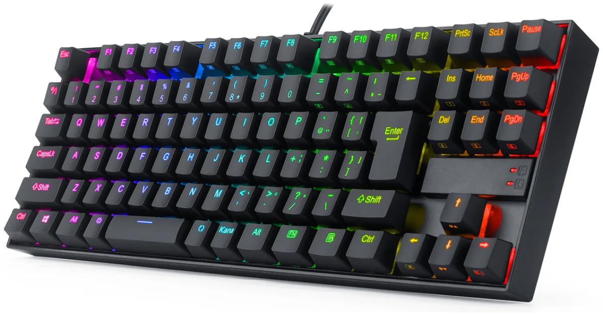 Redragon K552 KUMARA 87 Keys Mechanical Gaming Keyboard RGB LED Backlit Wired Anti-Dust Proof Red Switches - Black