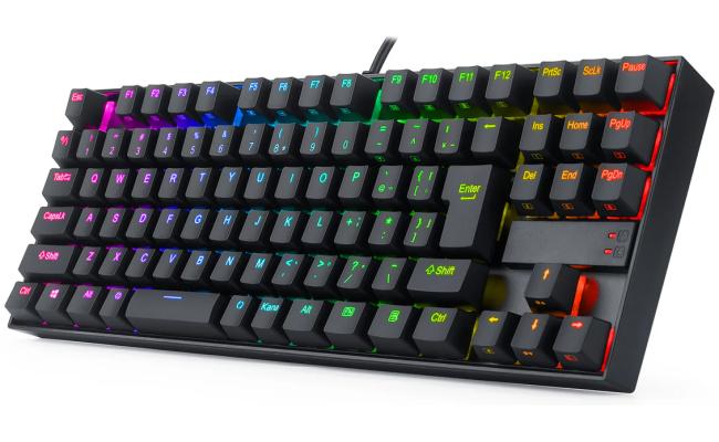 Redragon K552 KUMARA 87 Keys Mechanical Gaming Keyboard RGB LED Backlit Wired Anti-Dust Proof Red Switches - Black