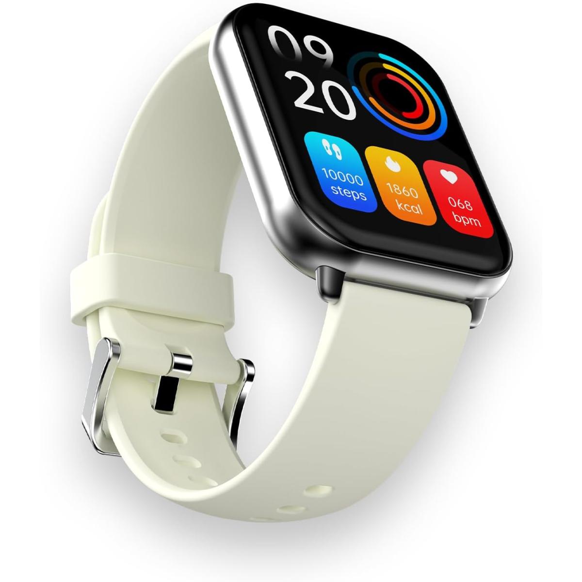 HiFuture Zone2 Bluetooth Calling Smart Watch, 1.96-inch AMOLED IPS Display, IP68 Waterproof, Health Monitoring & 100+ Sports Modes, up to 7 Days Battery Life - Silver