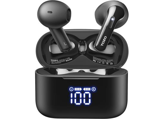 TOZO Tonal Fits Wireless Earbuds Bluetooth 5.3 in Ear Headphones Dual Mic Call Noise Cancelling IPX8 Waterproof 44H Playback Stereo Sound with LED Display Wireless Charging Case - Black product thumbnail 2