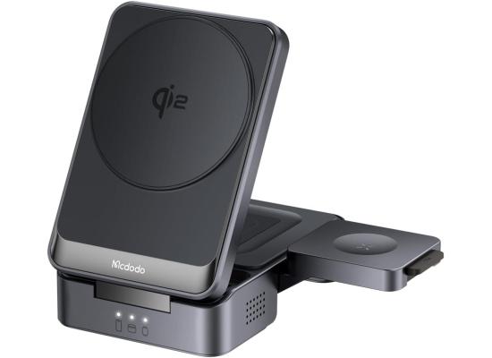 Mcdodo CH-5190 Qi2 Foldable Charging Station 15W+5W+2.5W Magnetic Wireless Charger Dock for Earbud Watch Phone with USB-C Cable product thumbnail 2