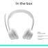 Logitech Zone 300 Bluetooth & Wireless 30mm Driver Size Dual Beamforming Mics with Noise-Canceling Algorithms Bluetooth 5.3 1m USB-C Charging Cable, White