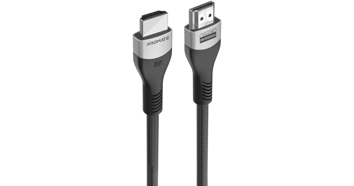 كابل Promate PrimeLink8K-300 HDMI 2.1، كابل HDMI 3 متر إلى HDMI رفيع مع عرض نطاق ترددي 48 جيجابت في الثانية، دقة 8K@60 هرتز، سلك UHD Dynamic HDR eARC لجهاز MacBook Pro، PS5، TV، Xbox، Roku، UHD TV، جهاز عرض Blu-ray