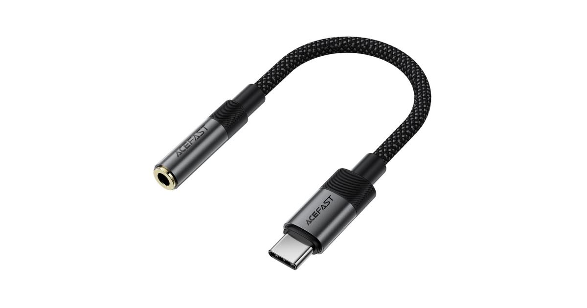 ACEFAST J12 USB-C to 3.5mm Audio Adapter High-Fidelity Audio Converter - Black