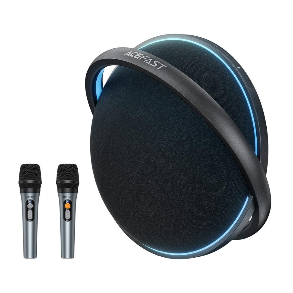 ACEFAST K5 Max IPX4 Waterproof Portable Karaoke Bluetooth-compatible Speaker with Dual Wireless Microphones - Black