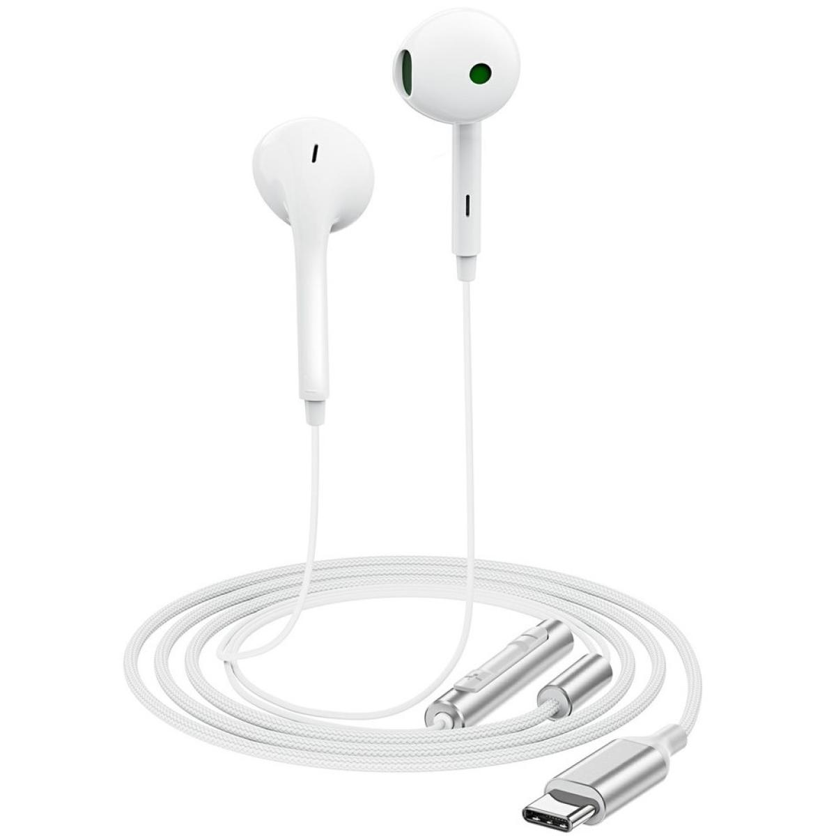 ACEFAST L7 USB-C Semi In-Ear Wired Earphones USB-C Headphones with Microphone for Mobile Phones / Tablets - White