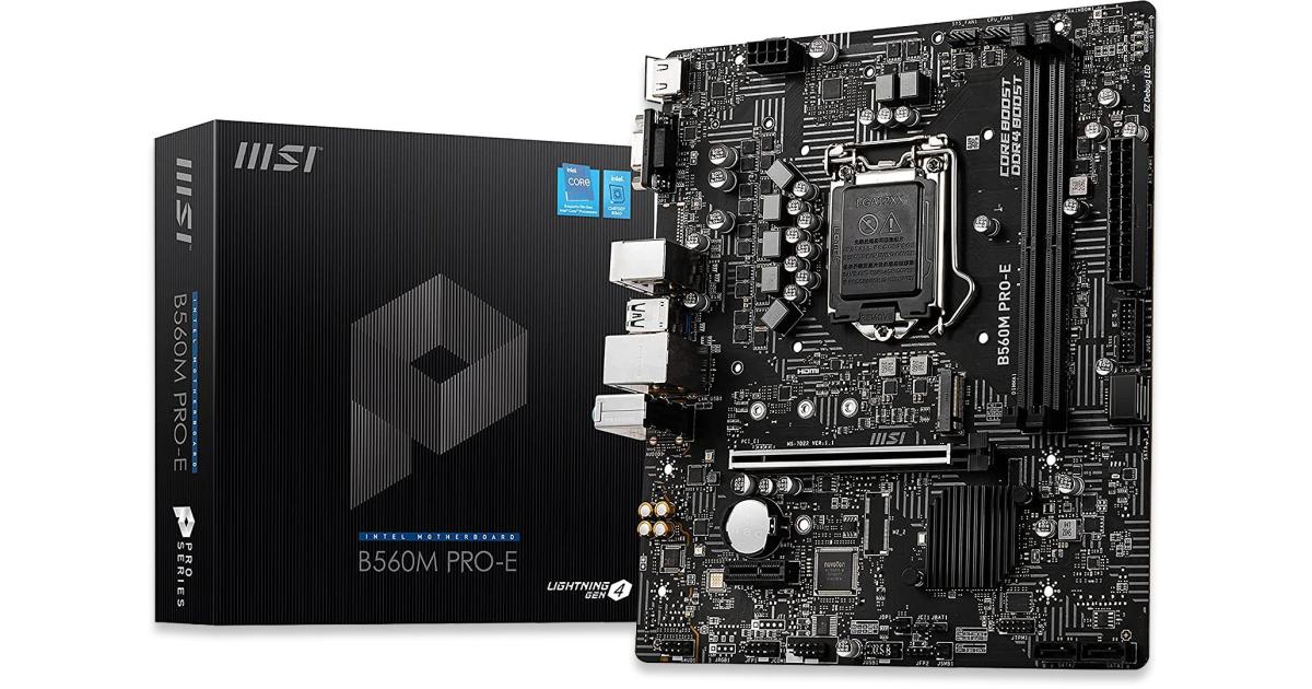 MSI PRO B860M-E mATX - يدعم معالجات Intel Core Ultra (السلسلة 2)، LGA 1851 - 6 مراحل مباشرة، تعزيز ذاكرة DDR5 (9066+ MT/s OC)، PCIe 5.0 x16، M.2 Gen5، 5G LAN
