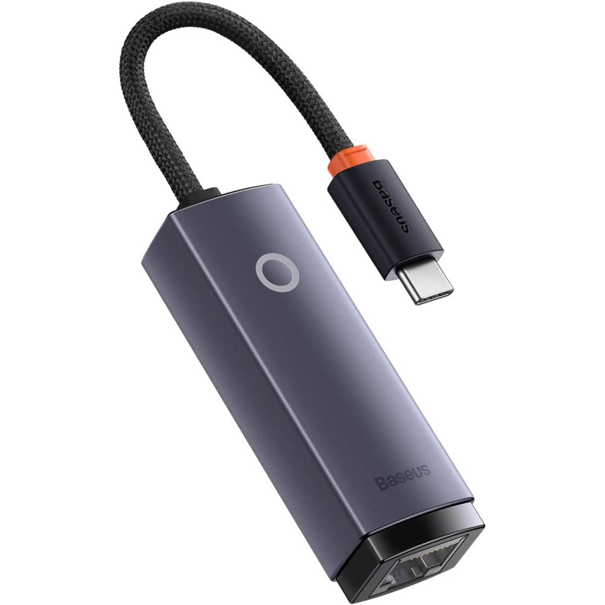 Baseus Lite Series RJ45 Lan Port Ethernet Adapter Type-C to RJ45 LAN Port 1000Mbps Hub - Grey
