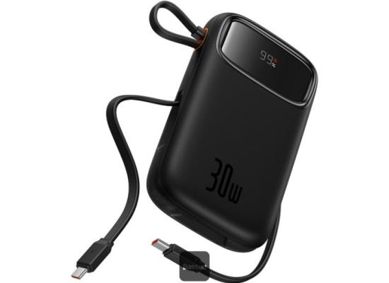 Baseus QPow2 20000mAh Digital Display Fast Charge Power Bank 30W With Built-in Dual Type-C Cable - Black product thumbnail 2