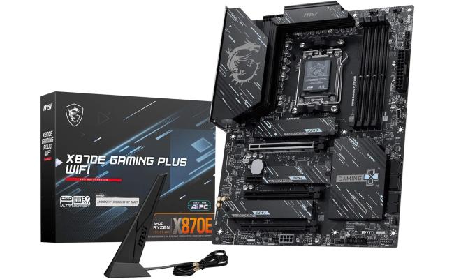 MSI X870E Gaming Plus WiFi 7 ATX AMD AM5 SPS VRM DDR5 Memory Boost 8200+ MT/s (OC), PCIe 5.0 x16 & 4.0 x16, M.2 Gen5, 5G LAN Mainboard