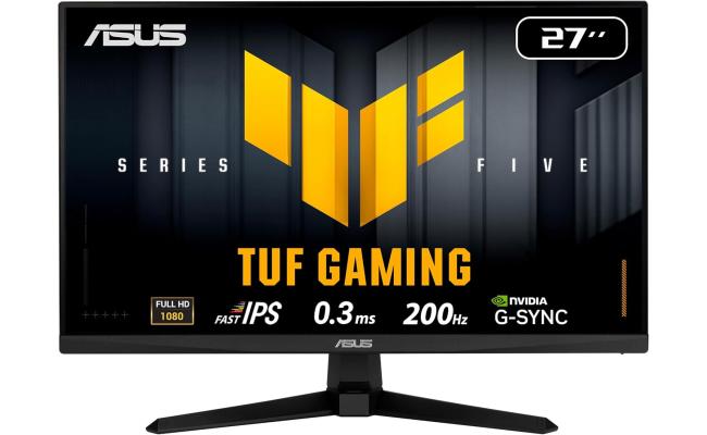 Asus TUF VG279Q5A Gaming AI 27" Fast IPS Full HD 200Hz 0.3 ms HDR10 G-Sync Compatible Extreme Low Motion Blur Sync w/ 2x HDMI , Display Port & Speaker , Black