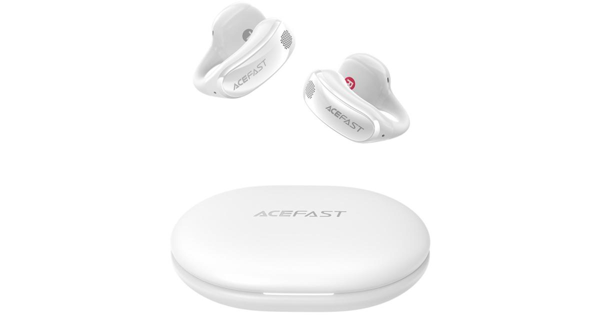 سماعات أذن لاسلكية مفتوحة من ACEFAST ACECLIP Pro مزودة بميكروفون مزدوج لتقليل الضوضاء متوافقة مع البلوتوث - أبيض