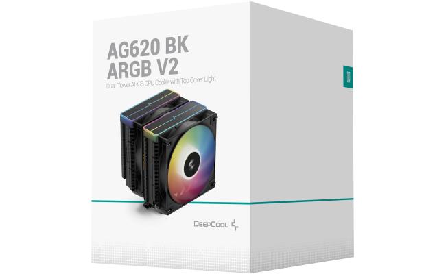 DeepCool AG620 ARGB V2 CPU Air Cooler Mighty 260w TDP 6pcs Copper Heat Pipes ARGB Sync w/120mm PWM Fan , Black