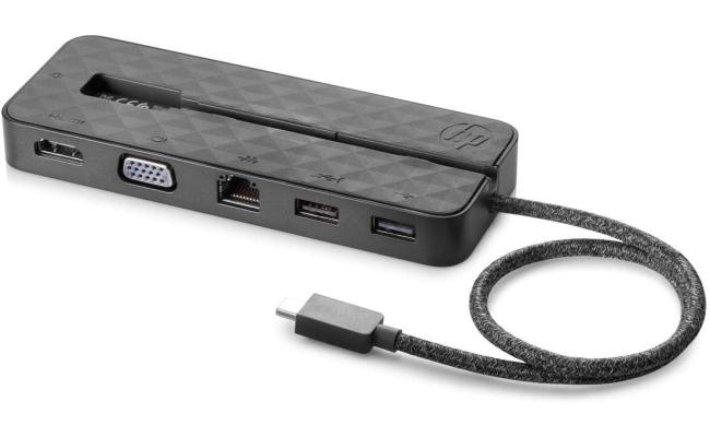 HP Travel Dock USB-C Port Replicator (USB 2.0, USB 3.0, Ethernet, VGA, HDMI) - Black