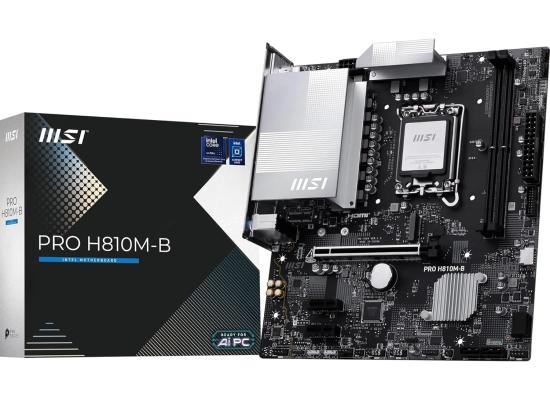 MSI PRO H810M-B mATX - Supports Intel Core Ultra Processors (Series 2), LGA 1851 - DDR5 Memory Boost (6400 MT/s MAX), PCIe 5.0 x16, M.2 Gen4, 2.5G LAN