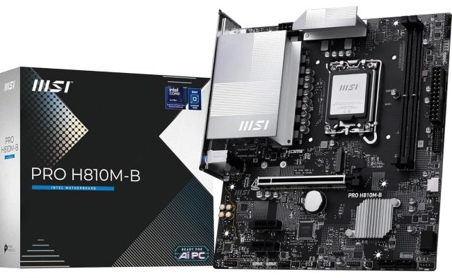 MSI PRO H810M-B mATX - Supports Intel Core Ultra Processors (Series 2), LGA 1851 - DDR5 Memory Boost (6400 MT/s MAX), PCIe 5.0 x16, M.2 Gen4, 2.5G LAN
