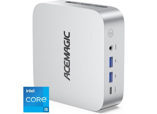 ACEMAGIC W1 Mini PC Barebone Intel 13Gen Core i5 13420H 8-Cores High-Performance Processor For Home & Business Support Triple 4K Display Support , Silver