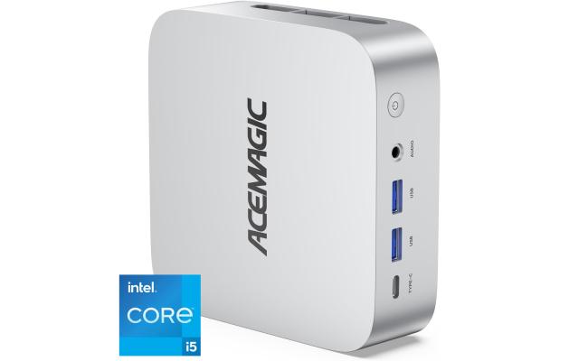ACEMAGIC W1 Mini PC Barebone Intel 13Gen Core i5 13420H 8-Cores High-Performance Processor For Home & Business Support Triple 4K Display Support , Silver