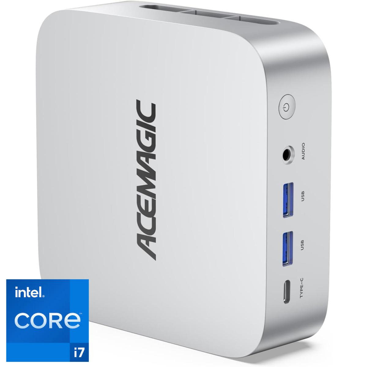 ACEMAGIC A3A Mini PC Barebone Intel 13Gen Core i7 13700H 14-Cores High-Performance Processor For Home & Business Support Triple 4K Display Support, Silver