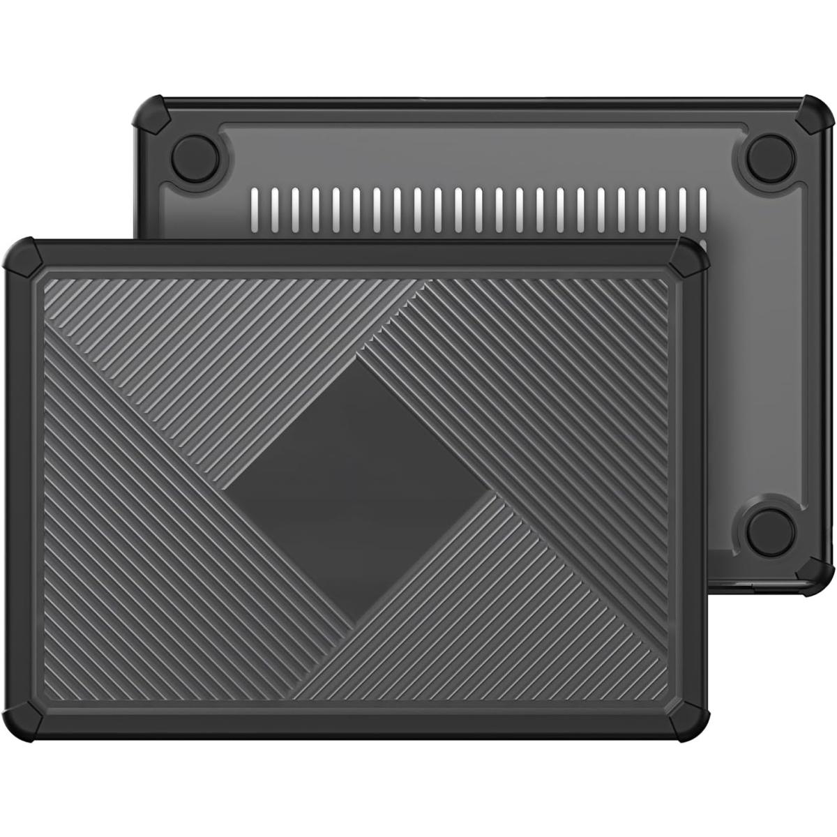 DUX DUCIS LCGH Series Hard Shell Case for Apple MacBook Air 13.6 (2022\/2024) \u2013 Slim Protective Laptop Cover with Shock-Absorbing Bumper, Heat Dissipation Design & Non-Slip Secure Base \u2013 Black