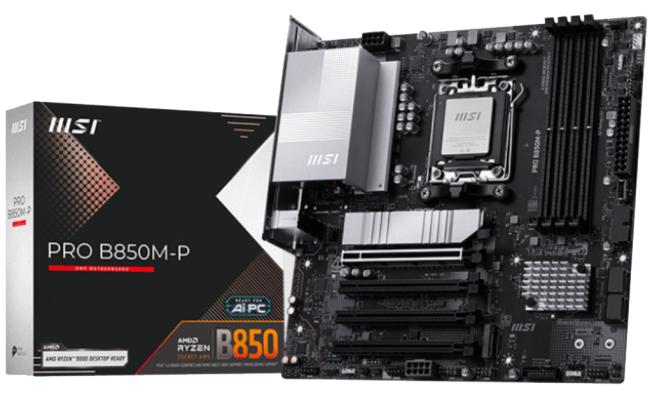MSI PRO B850M-P Micro ATX Supports AMD Ryzen 9000/8000 /7000 Processors, AM5 - DDR5 Memory Boost (8200+ MT/s OC), PCIe 5.0 x16 & 4.0 x16, M.2 Gen5, 5G LAN