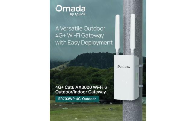 TP-Link ER703WP Outdoor AX3000 WiFi 6 Router, Indoor/Outdoor Gateway, Wifi Booster with SIM Slot, Omada Mesh 4G+ Cat6 WiFi Router, 3 Gigabit Ethernet Ports, Centralized Management, Weatherproof