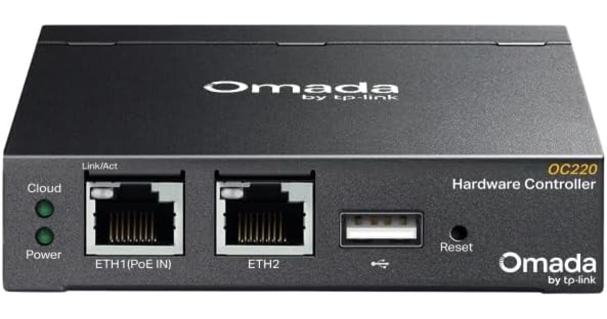 وحدة تحكم الأجهزة Tp-Link OC220 Omada، ما يصل إلى 100 نقطة وصول Omada، إدارة ما يصل إلى 130 جهازًا، 802.3af PoE المرن، 10 بوابات Omada، 2 DeltaStream GPON OLTs، أسود